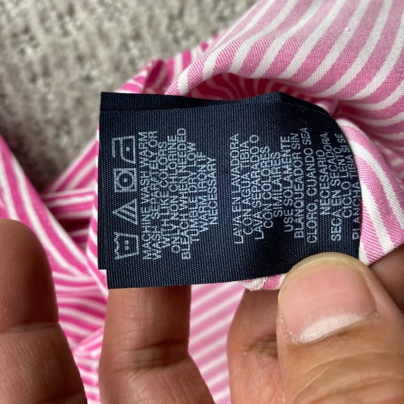 Robert Graham X Shirt Men Medium M Pink White Striped Button Up Long Sleeve - Picture 9 of 12